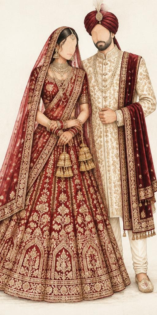 Illustrated wedding attire for Phera